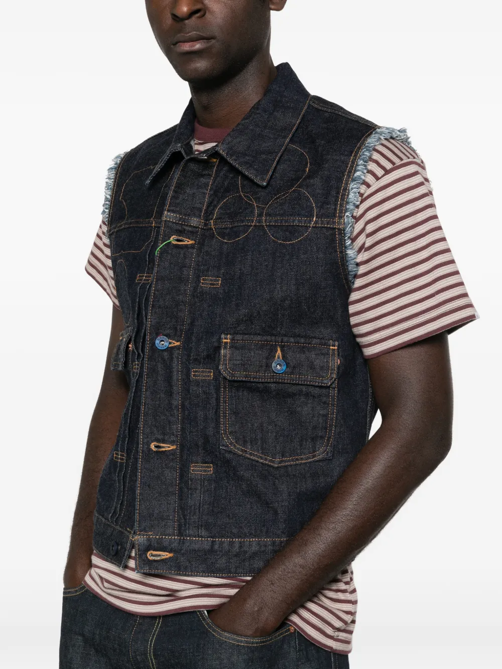 frayed sleeveless gilets
