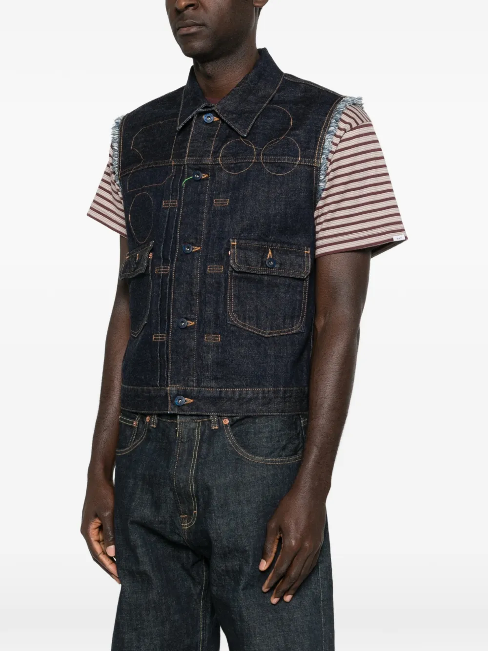  Kenzo Frayed Sleeveless Gilets - Blue 
