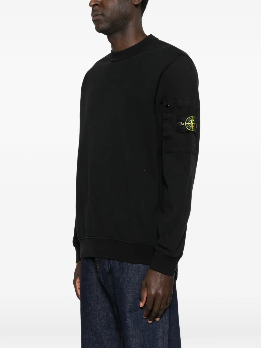 Stone Island Sweater met ripstop patch Zwart