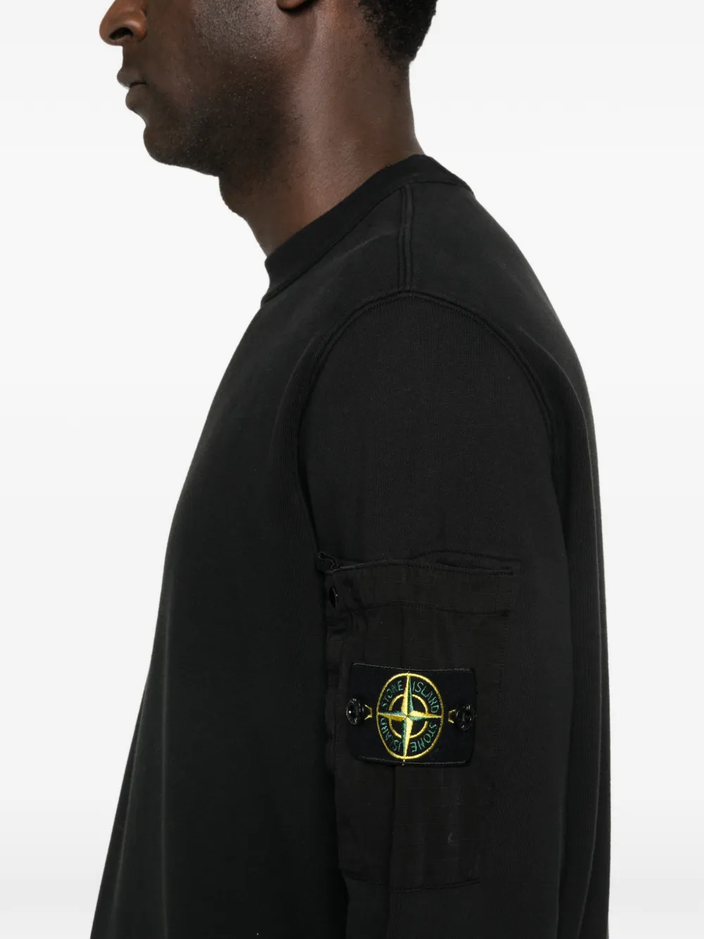 Stone Island Sweater met ripstop patch Zwart