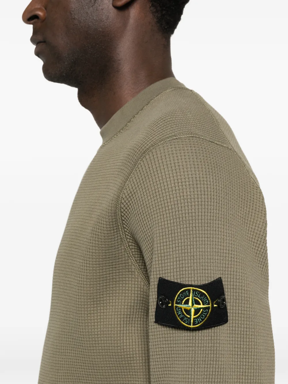 Stone Island Wafel gebreide sweater met patch Groen