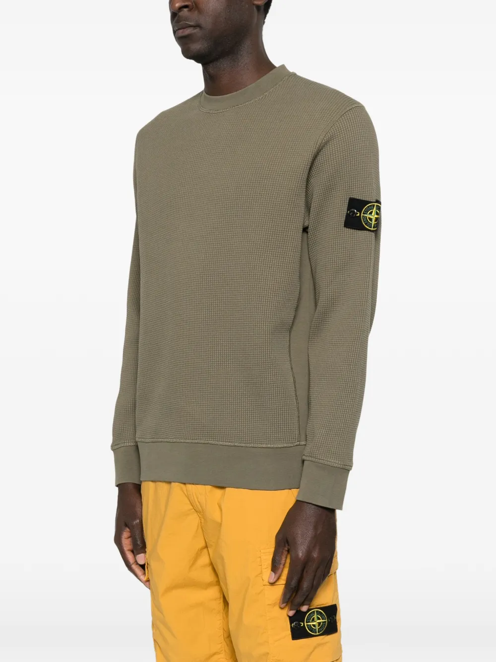 Stone Island Wafel gebreide sweater met patch Groen