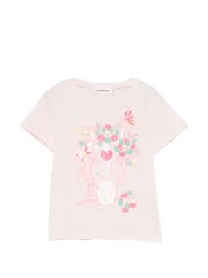 T-shirt Billieblush U21630: 100% Cotone, Con Illustrazione Lucida Per Bambine