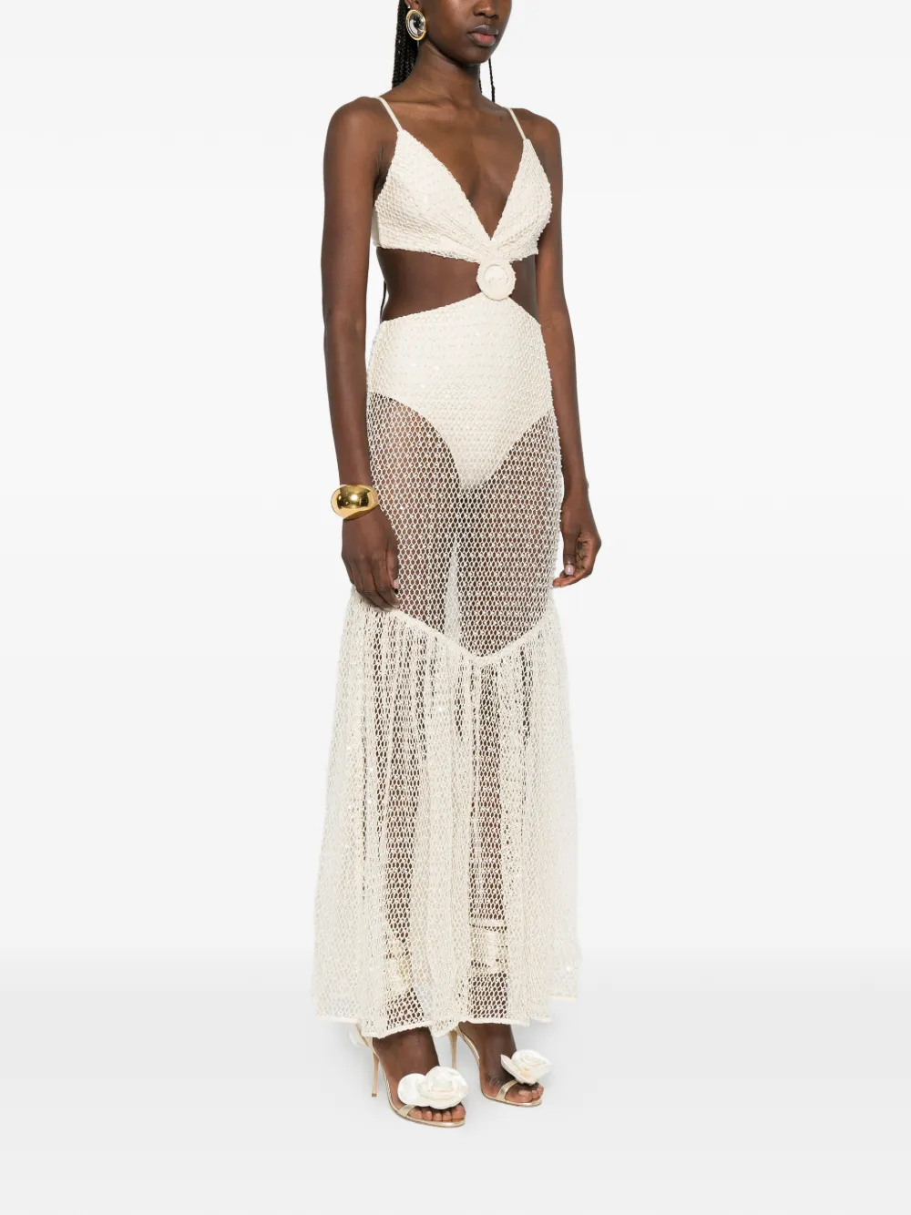 Cutout Embellished Maxi Dress