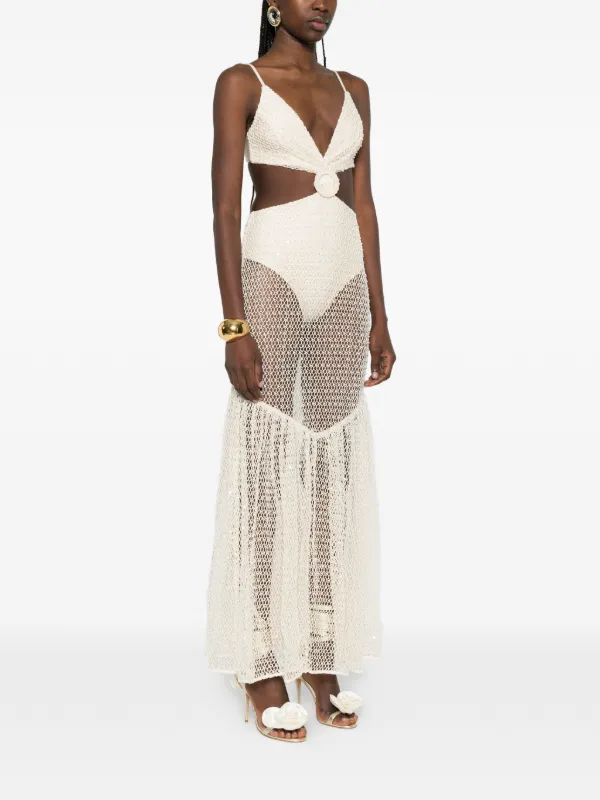 patbo cut out dress Patbo Lurex Long Sleeve Cut-Out Gown