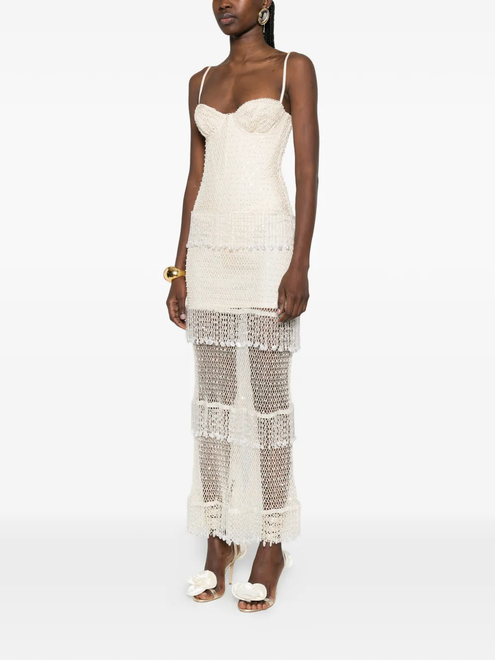  Patbo Beaded Tiered Maxi Dress - Neutrals 