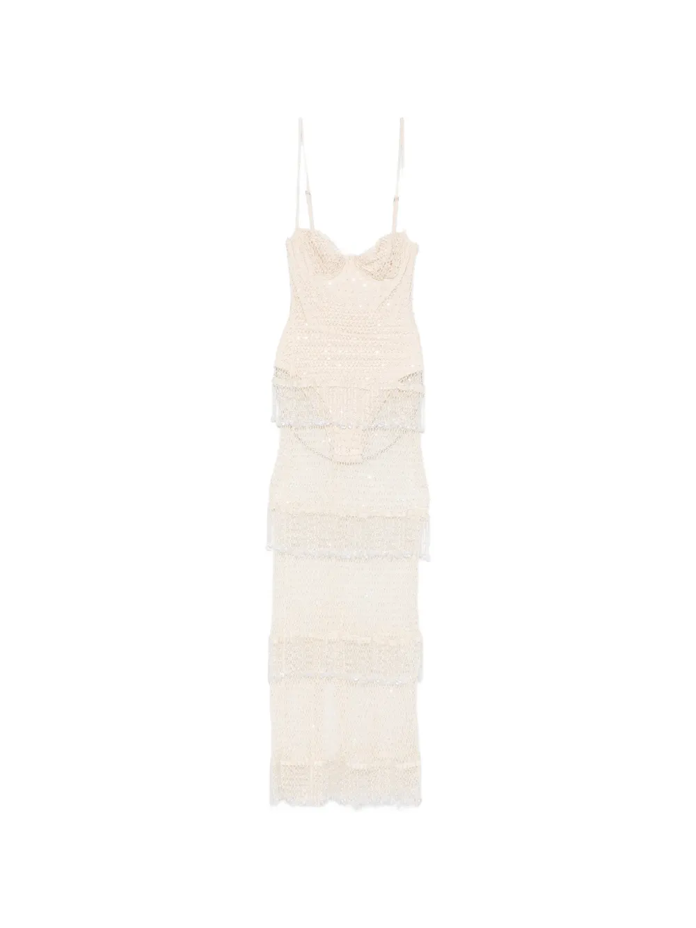 Patbo Beaded Tiered Maxi Dress In Neutral