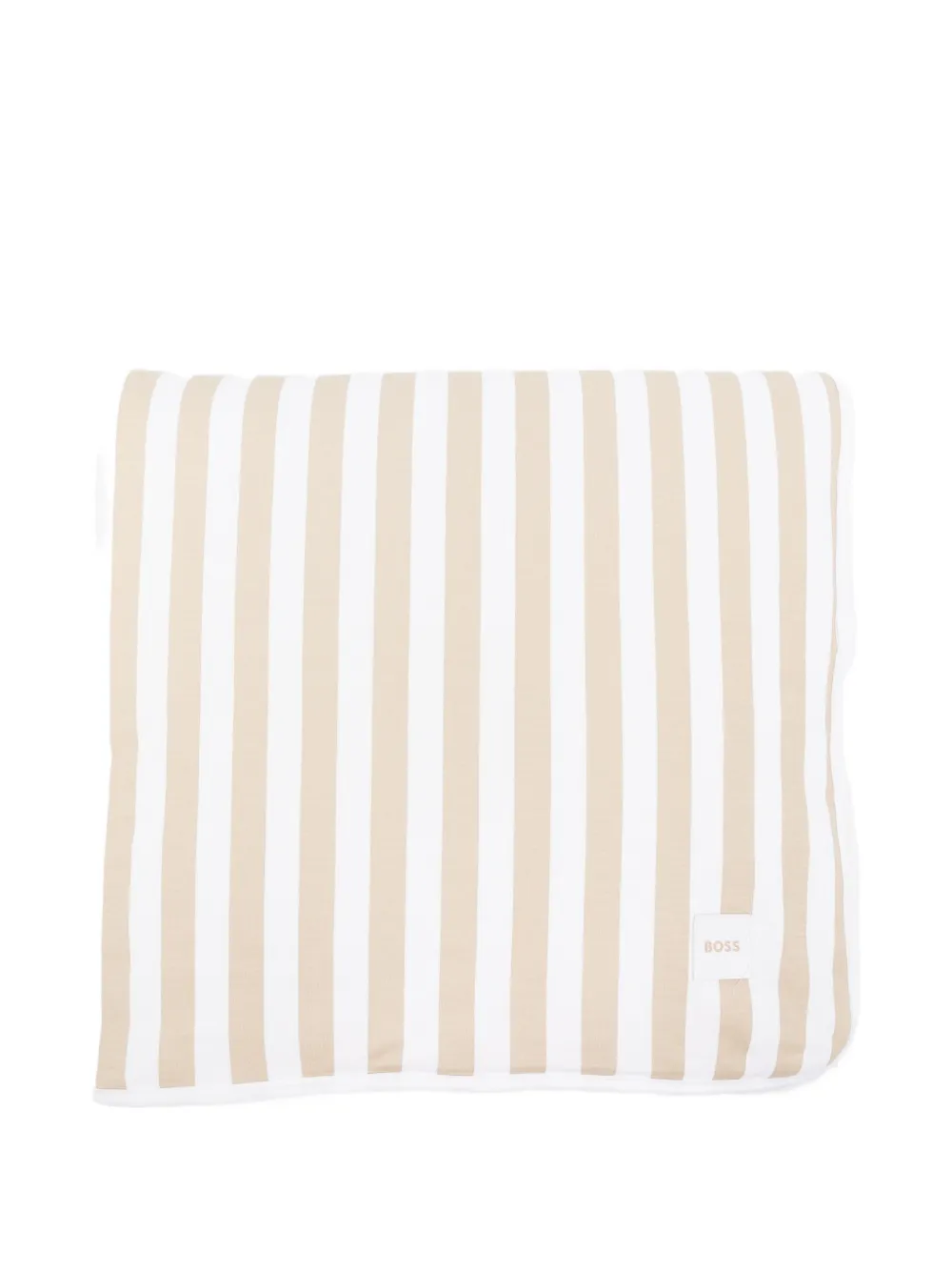 BOSS Kidswear striped logo-print blanket - Bianco