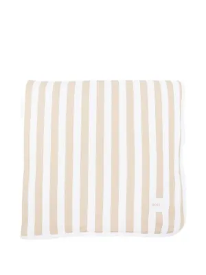 BOSS Kidswear striped logo-print blanket