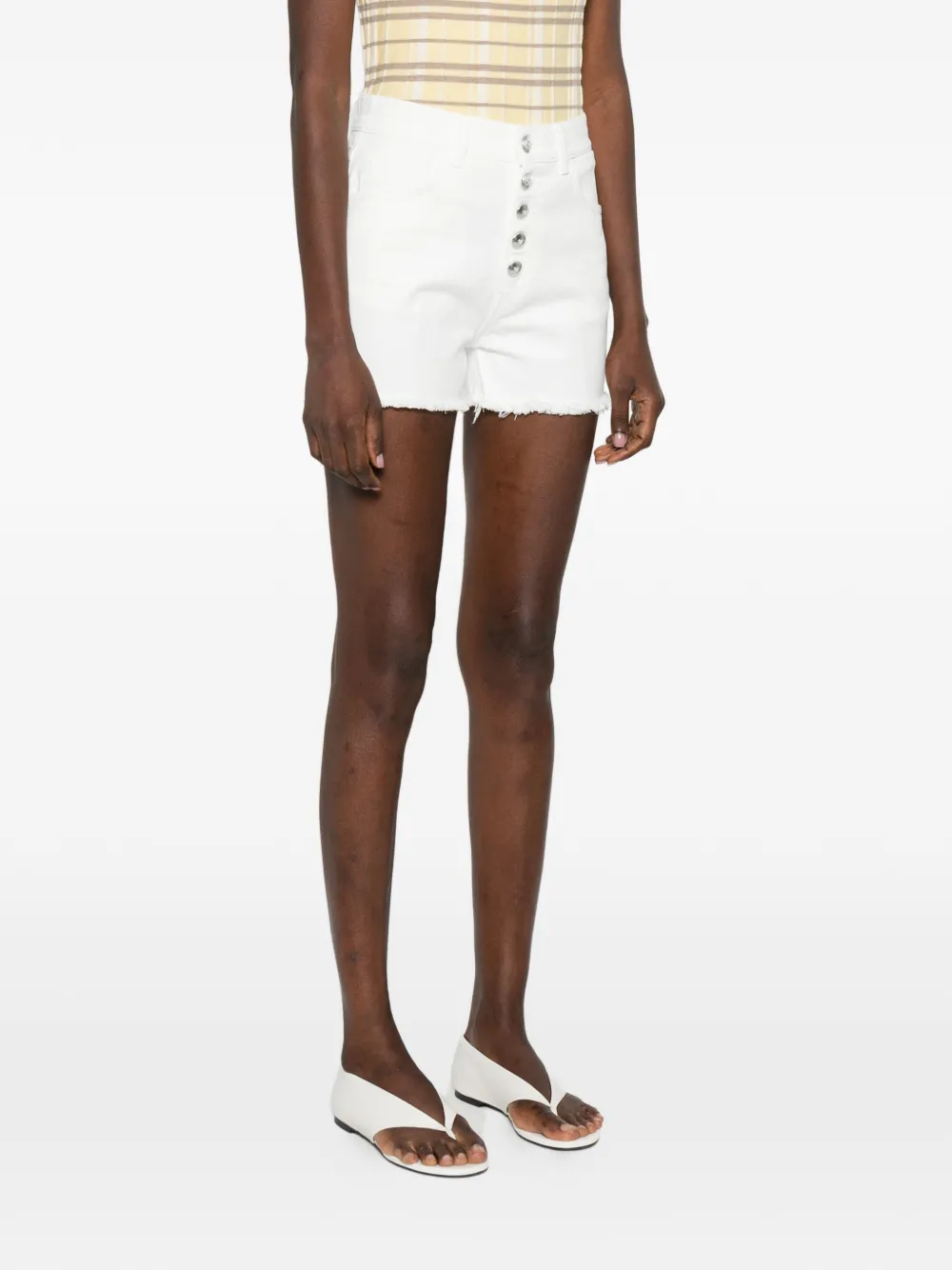  Dondup Button-fastening Frayed Shorts - White 