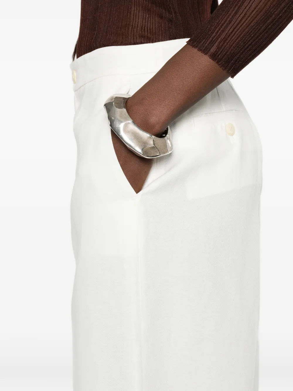 TWINSET Linnen broek met wijde pijpen Wit