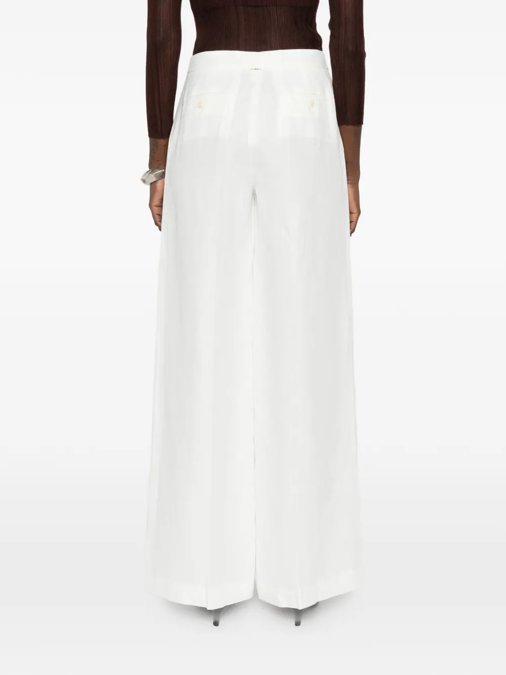 TWINSET Linnen broek met wijde pijpen Wit