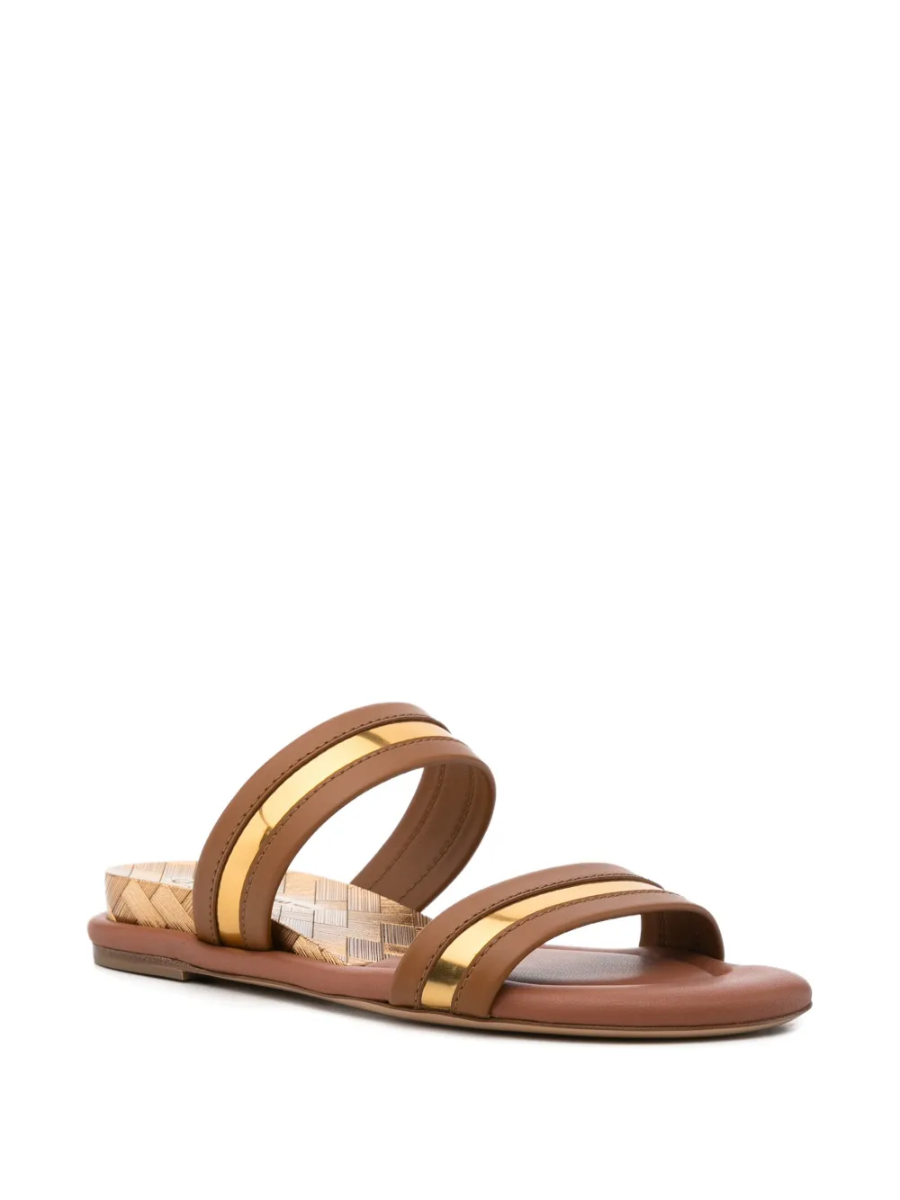 Casadei Florence metallic-trimmed leather sandals Bruin