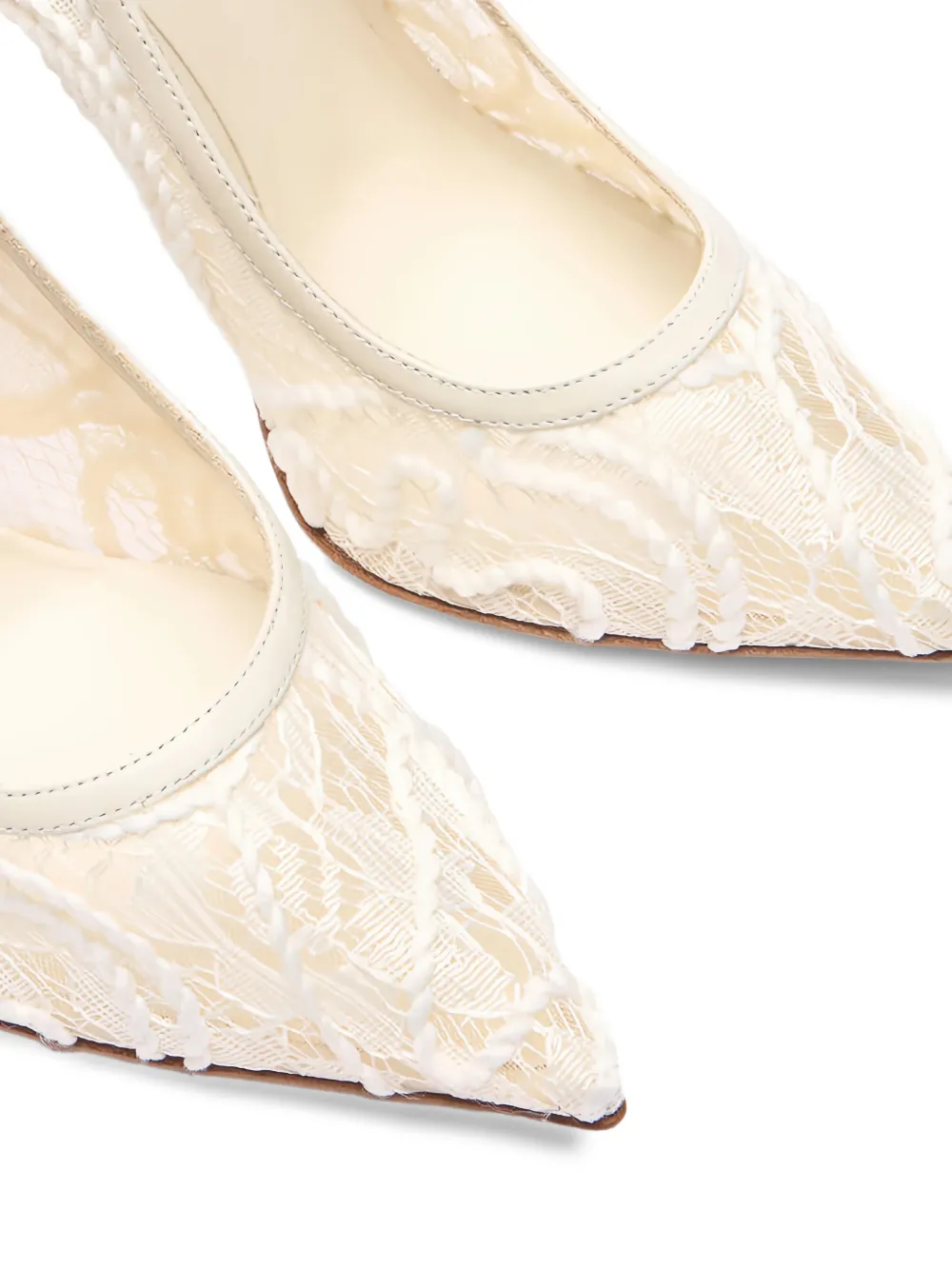 Casadei Chantilly Blade stiletto pumps met kant Wit