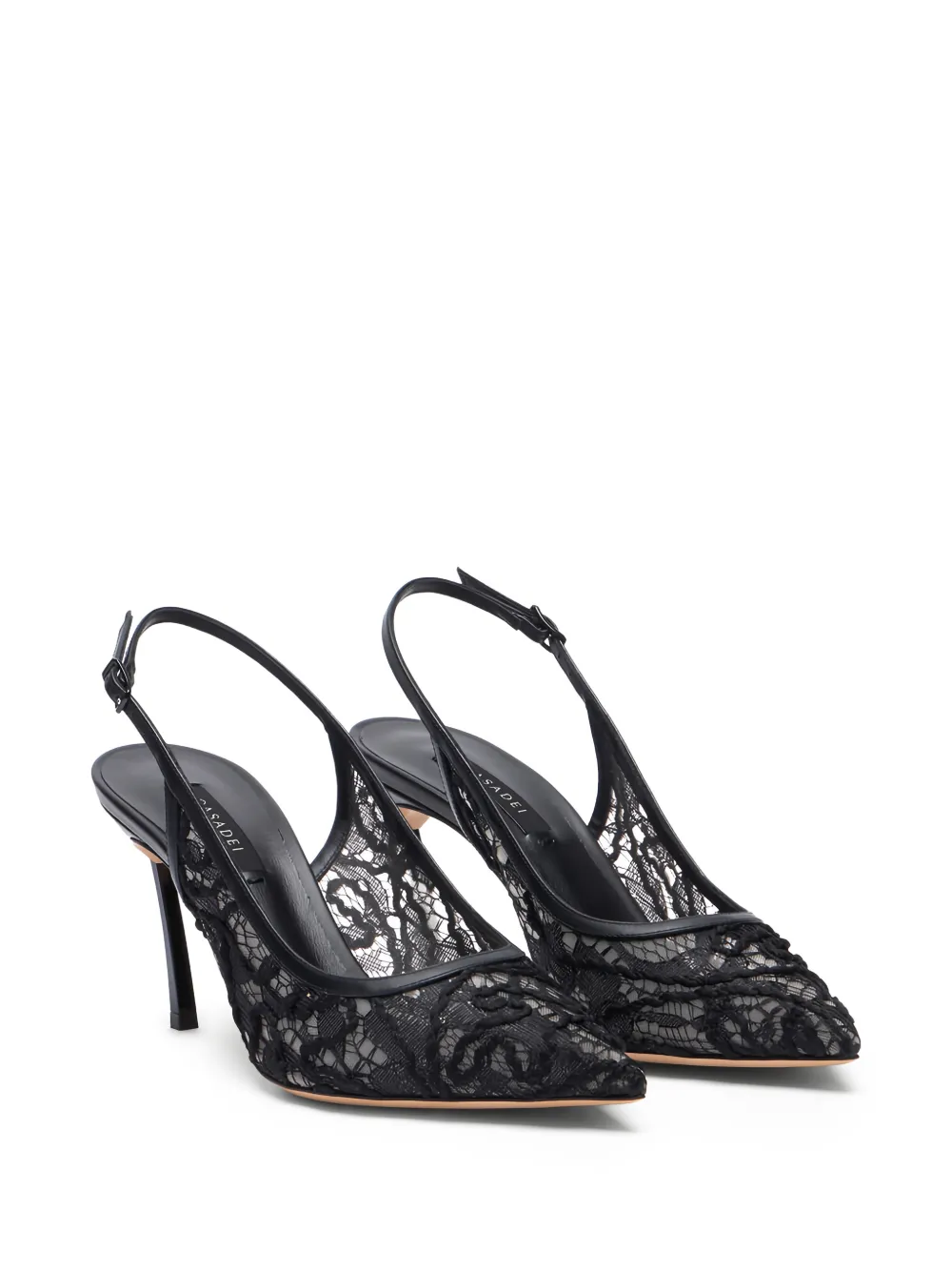 Casadei Chantilly Blade pumps met kanten hak Zwart