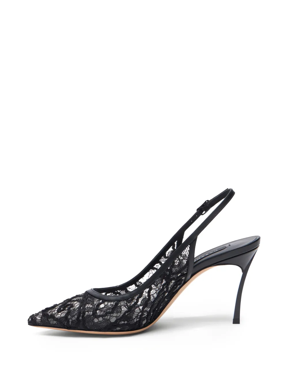 Casadei Chantilly Blade pumps met kanten hak Zwart