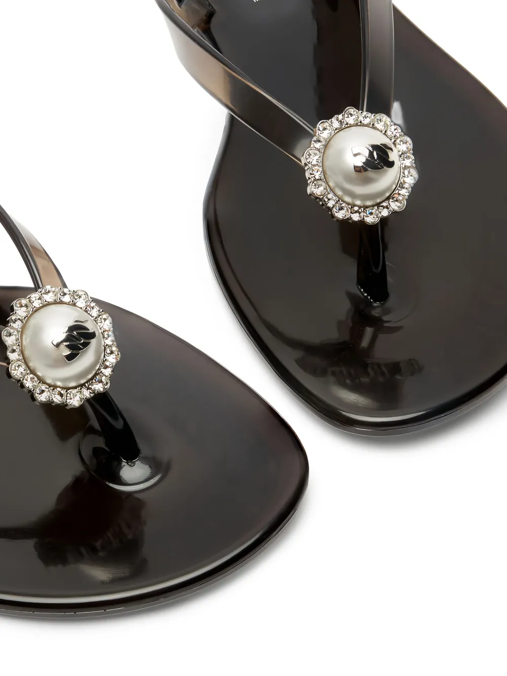 Casadei Teenslippers verfraaid met parels Zwart