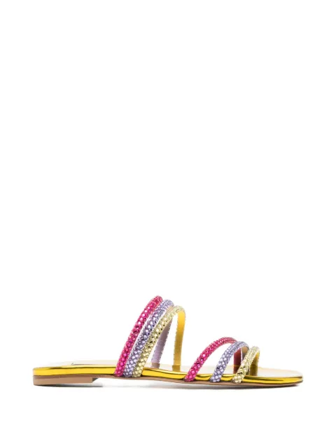 Casadei crystal-embellished metallic-finish sandals