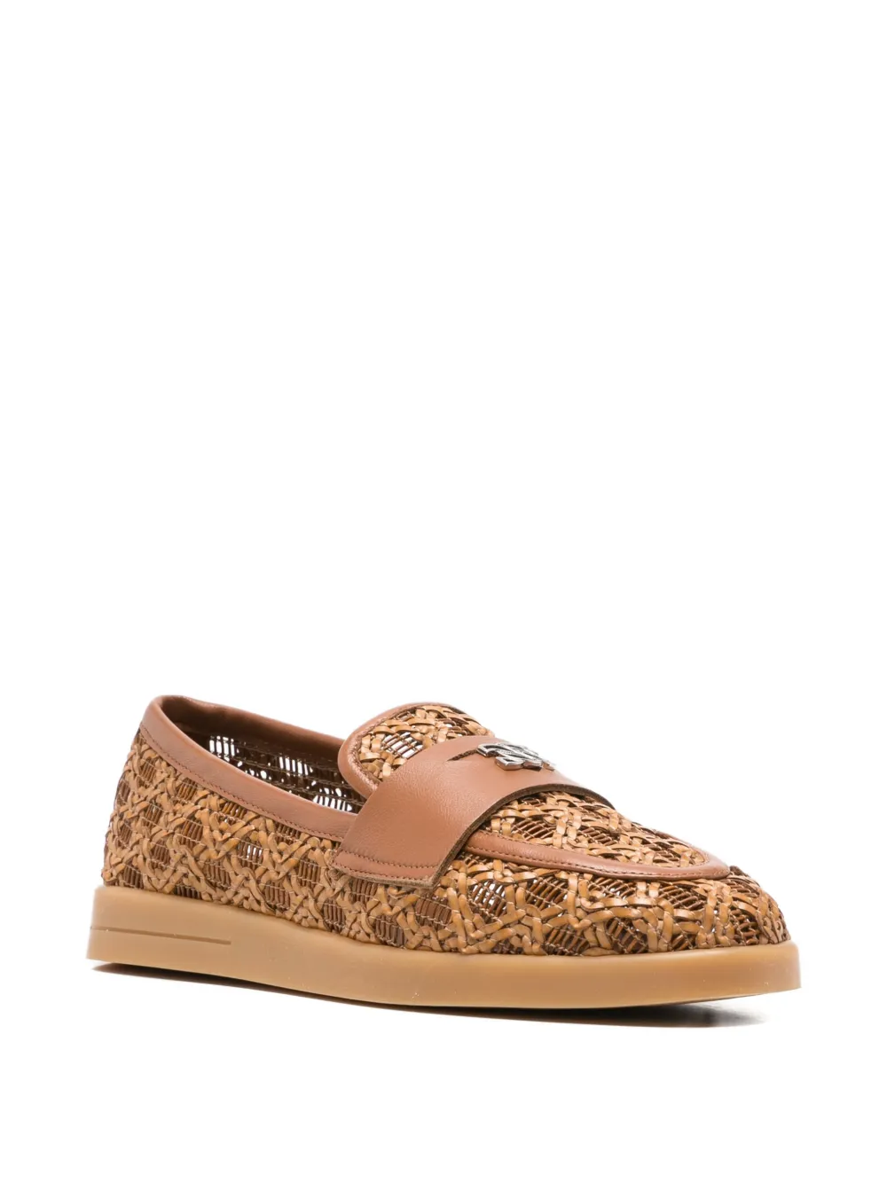 Casadei woven logo-plaque loafers Bruin
