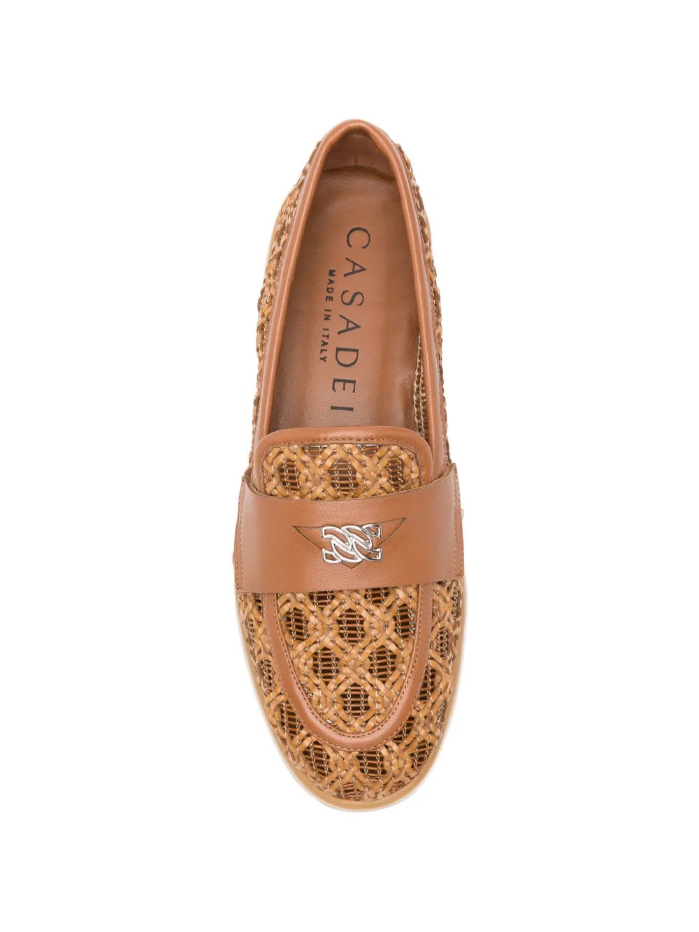 Casadei woven logo-plaque loafers Bruin