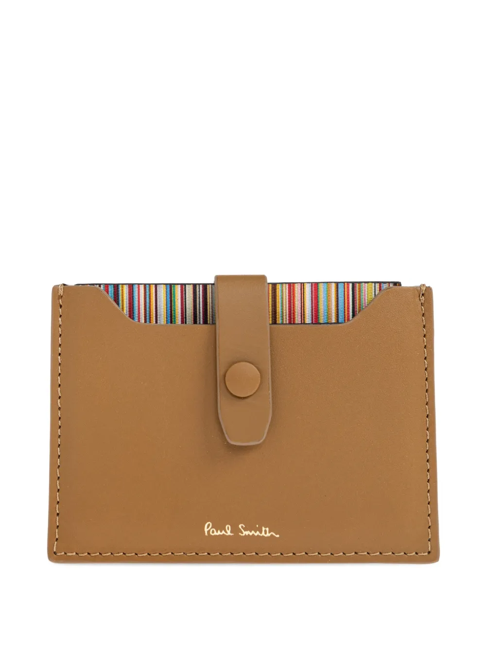 Paul Smith snap-button-closure striped-detail card holder - Marrone