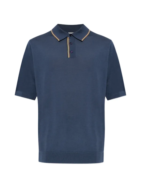 Paul Smith Striped-detail Polo Shirt in Blue
