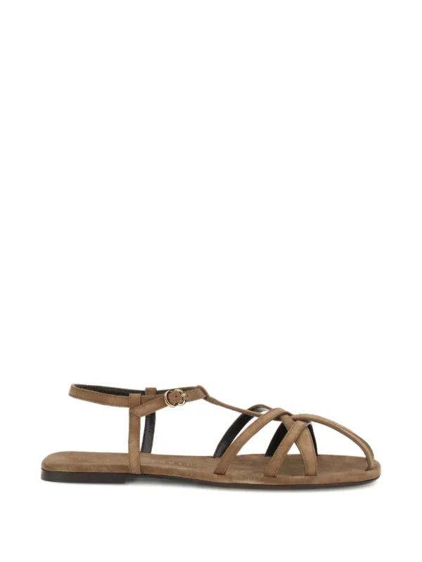 Herbert Levine Strappy Catch Flats in Brown