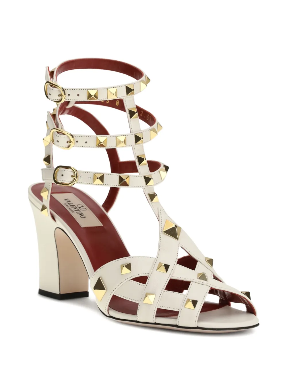 Valentino Garavani Rockstud sandalen met blokhak Wit
