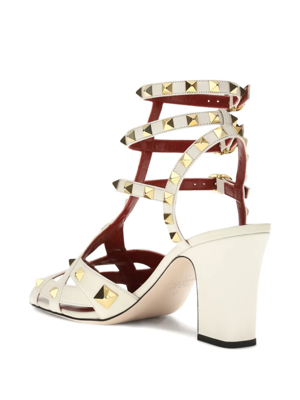 Valentino Garavani Rockstud sandalen met blokhak Wit