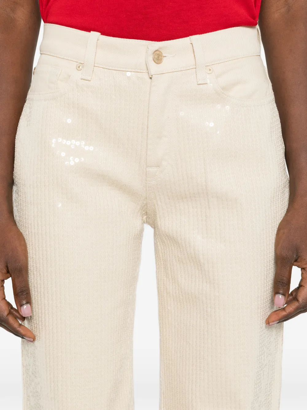 7 For All Mankind Lotta jeans met riemlus zak Beige