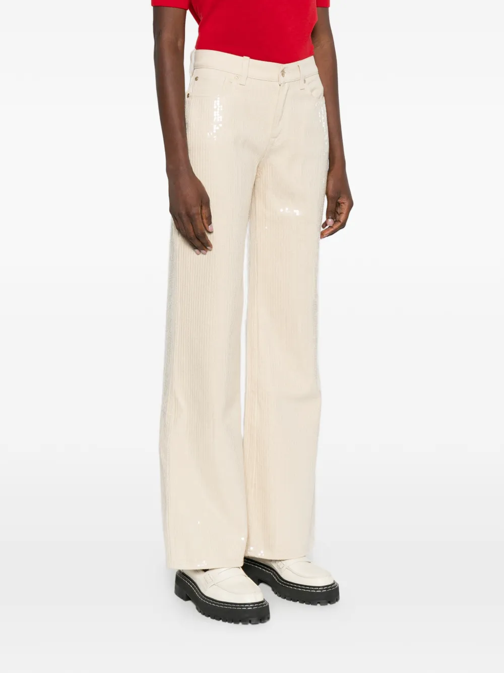 7 For All Mankind Lotta jeans met riemlus zak Beige