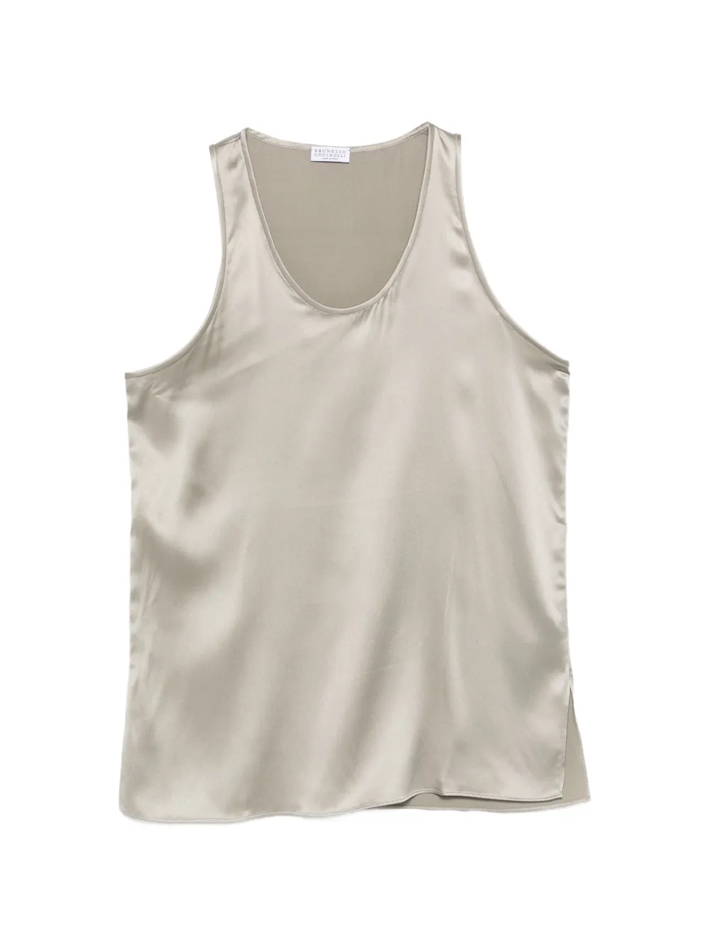 Brunello Cucinelli scoop-neck silk blouse - Grigio