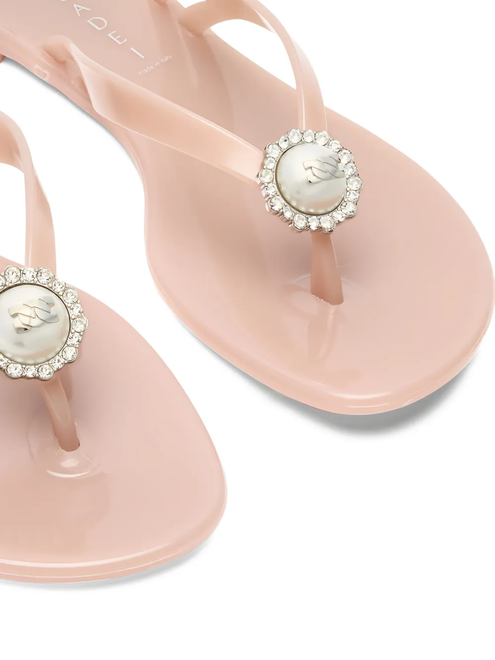 Casadei Jelly slippers verfraaid met parels Beige