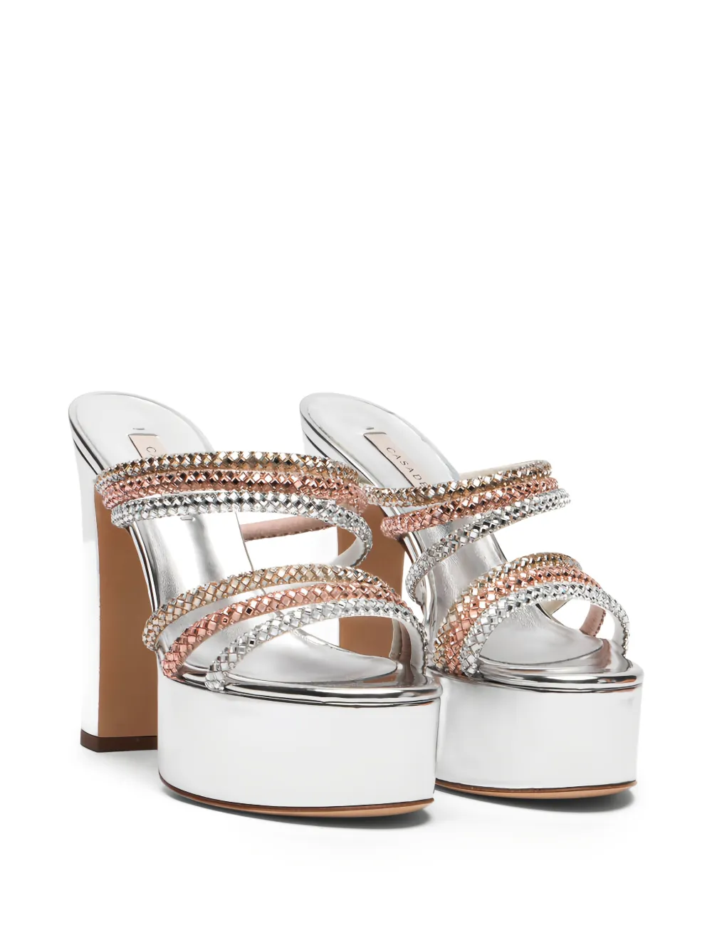 Casadei Patty Andromeda sandalen verfraaid met plateauzool Zilver