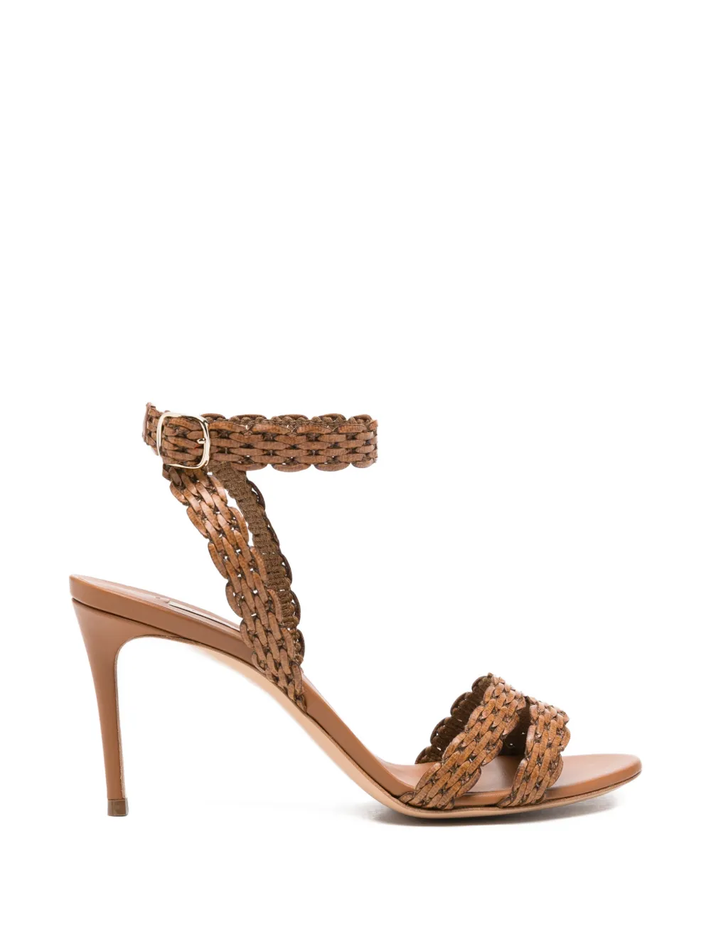Casadei Julia Avenida woven-strap ankle-buckle sandals - Marrone