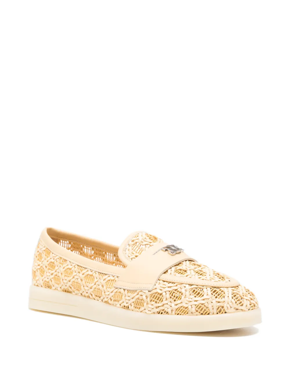 Casadei woven logo-plaque loafers Beige