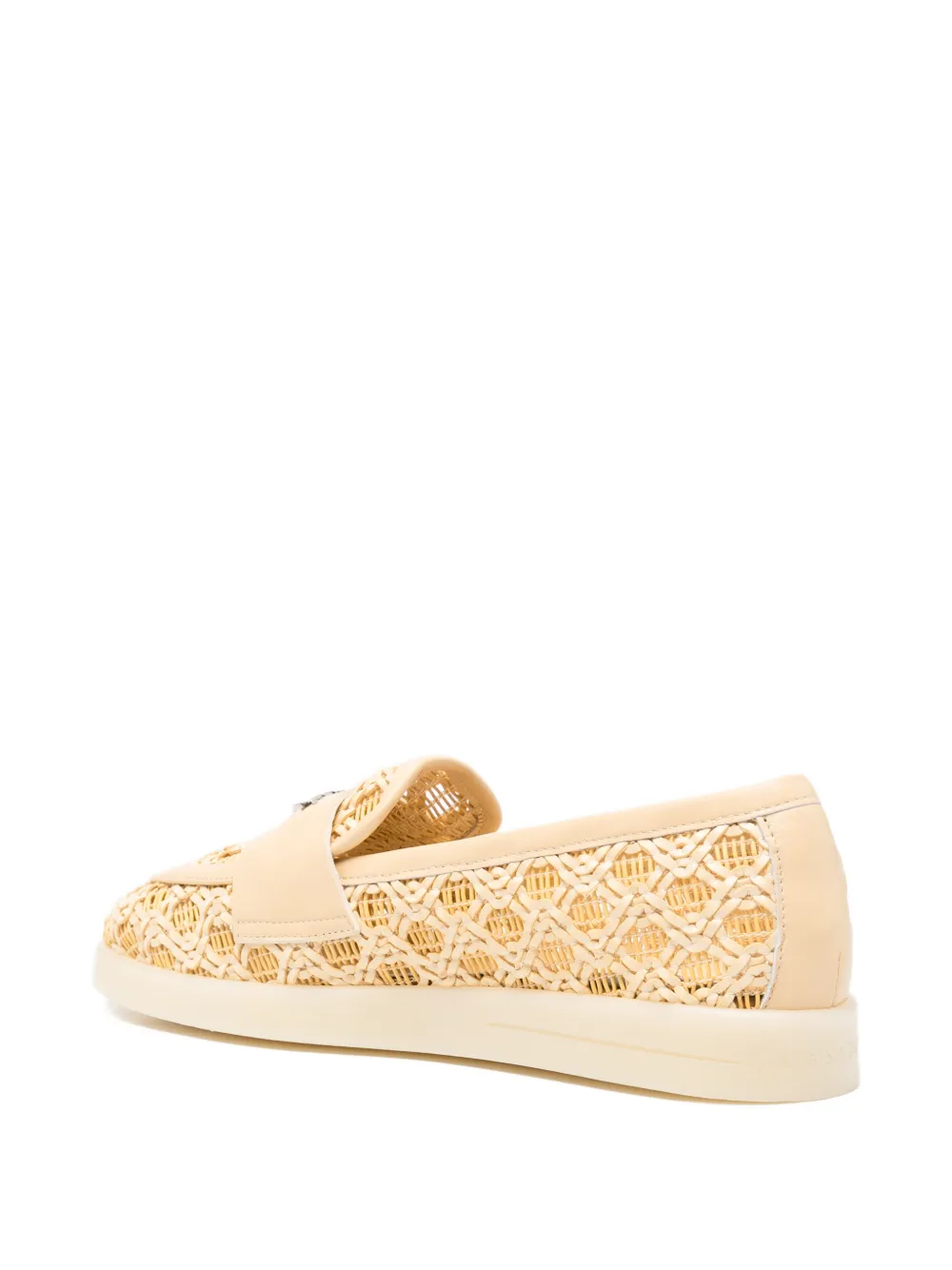 Casadei woven logo-plaque loafers Beige