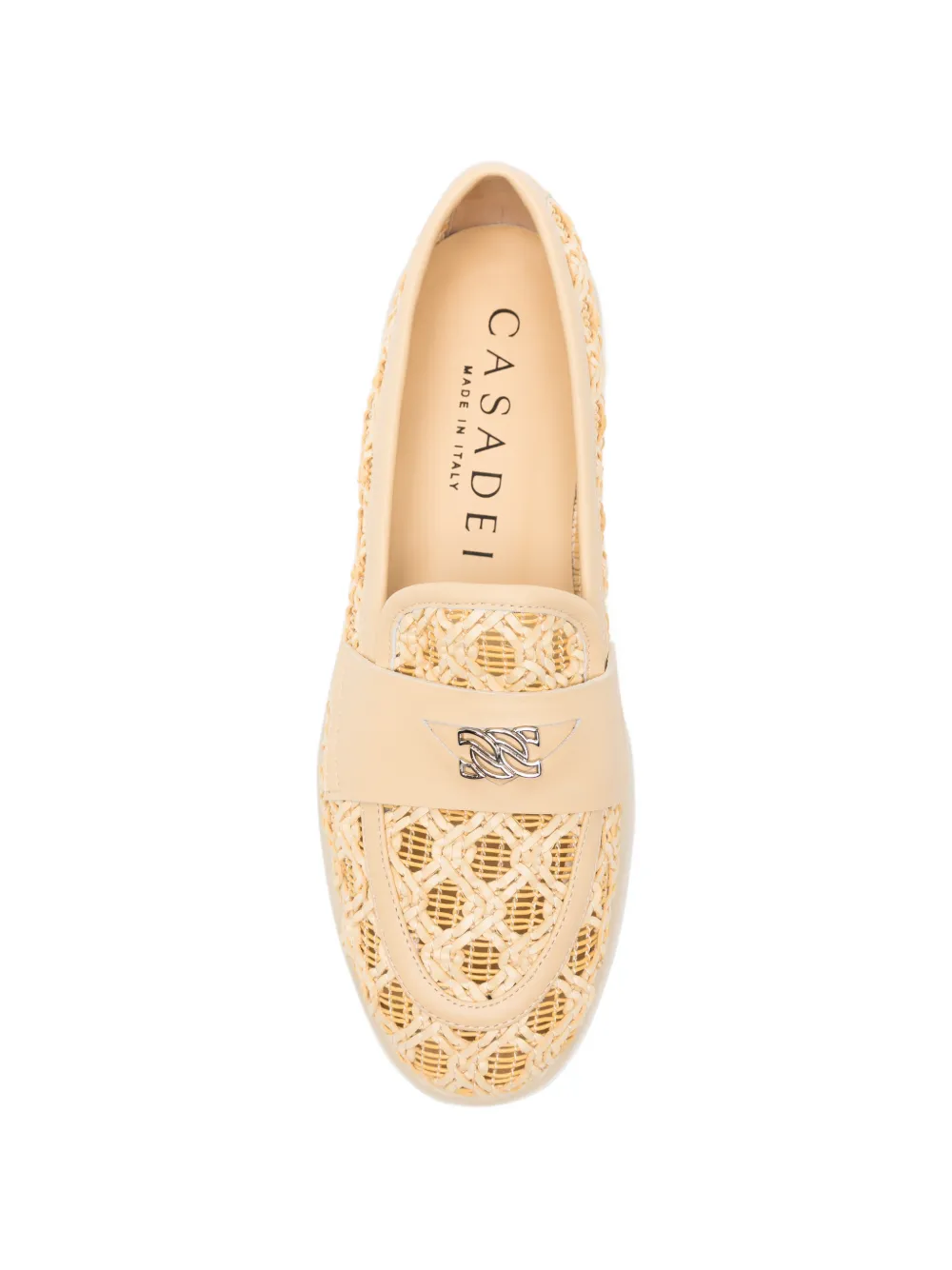 Casadei woven logo-plaque loafers Beige