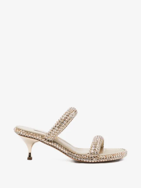 Casadei 시리오 크리스털 장식 키튼 힐 샌들