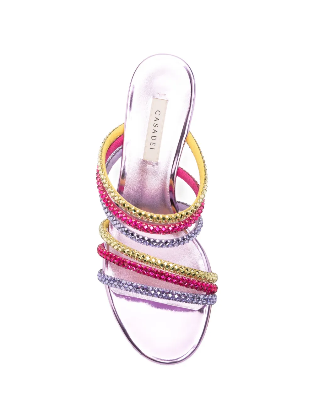 Casadei crystal-embellished metallic sandals Paars