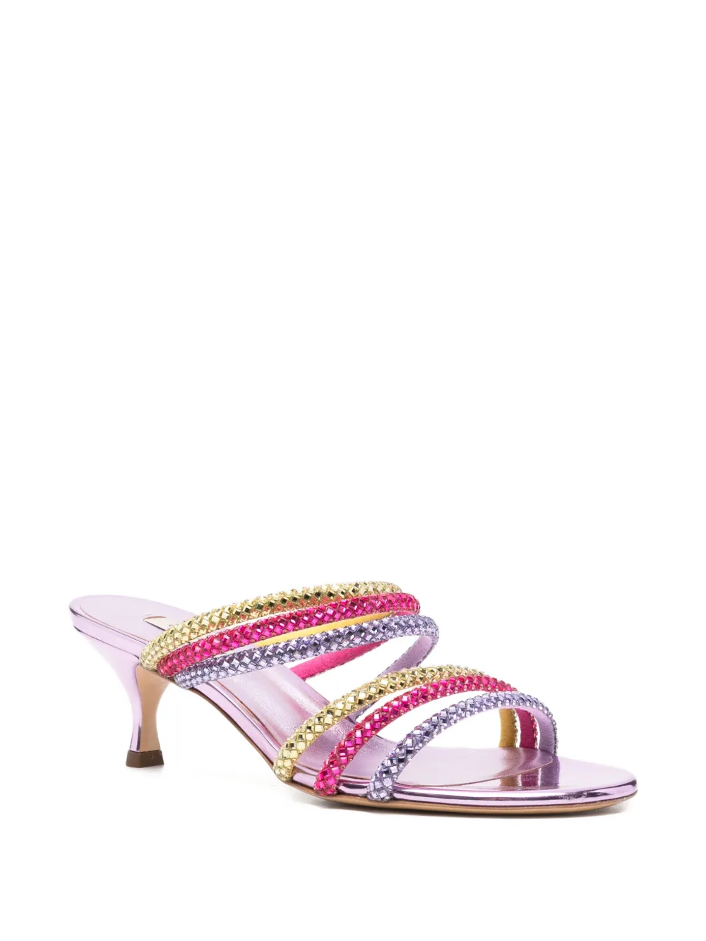 Casadei crystal-embellished metallic sandals Paars