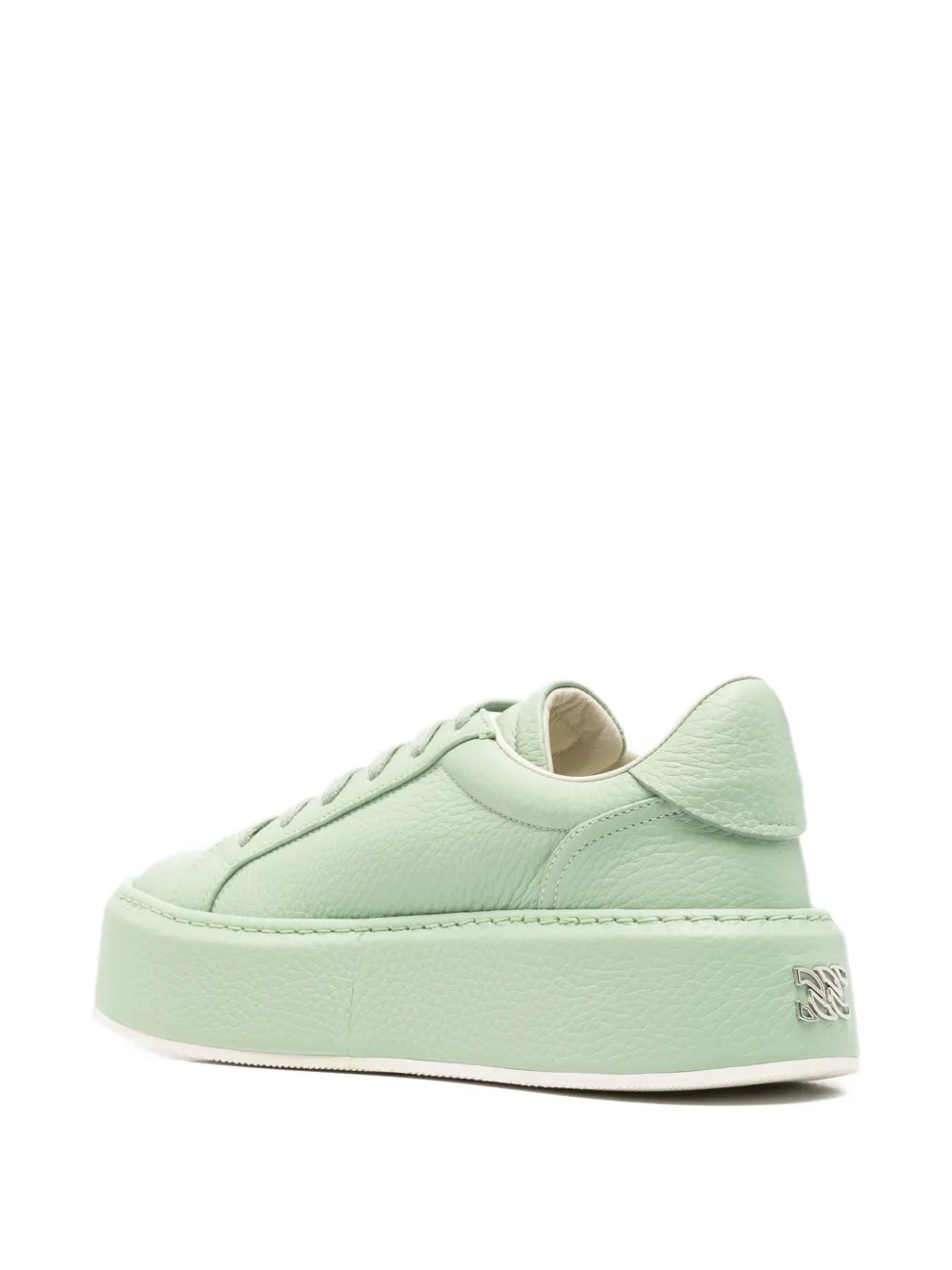 Casadei I-Box pebbled-leather platform sneakers Groen