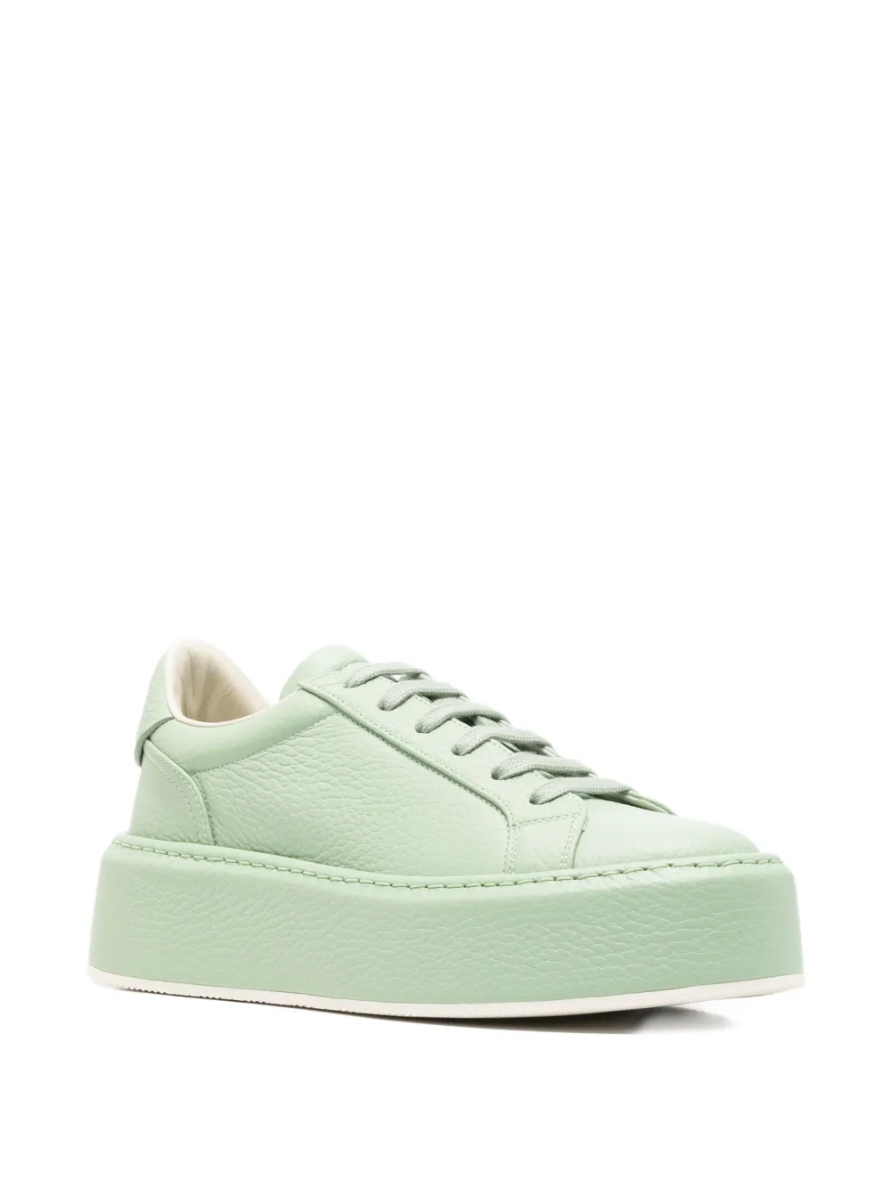 Casadei I-Box pebbled-leather platform sneakers Groen