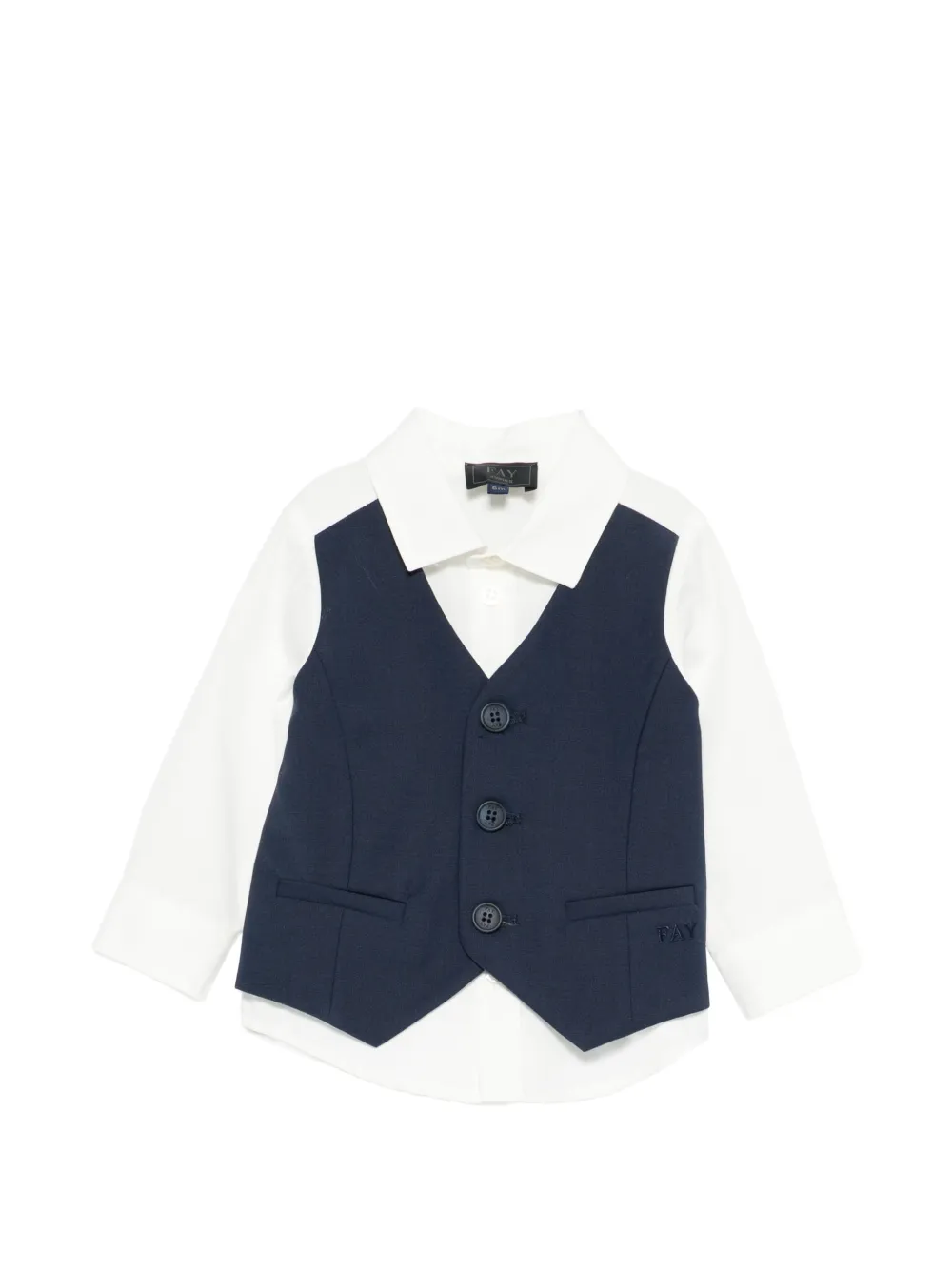 Fay Kids button vest shirt - Bianco