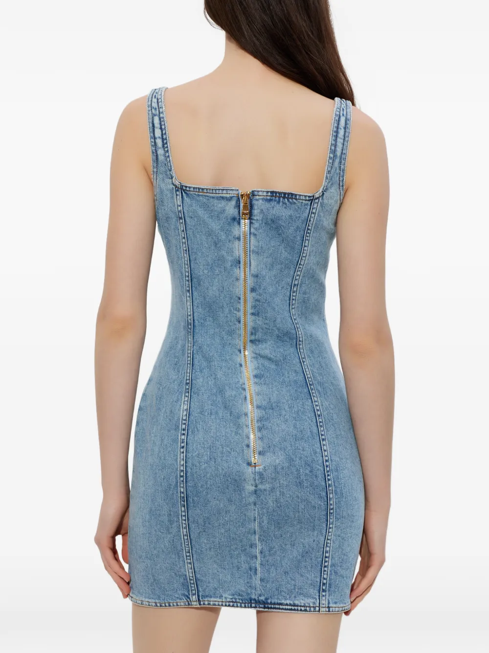 Balmain Denim jurk met knopen Blauw
