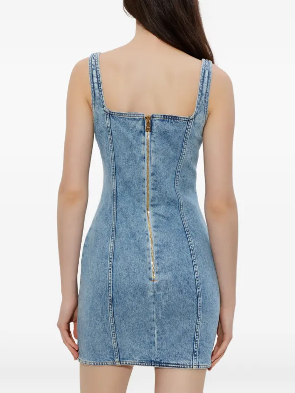 Balmain Sleeveless Denim Dress - Blue