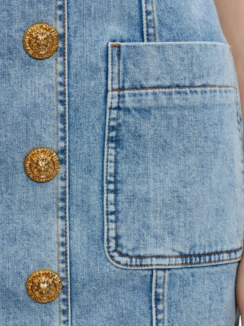 Balmain Denim jurk met knopen Blauw