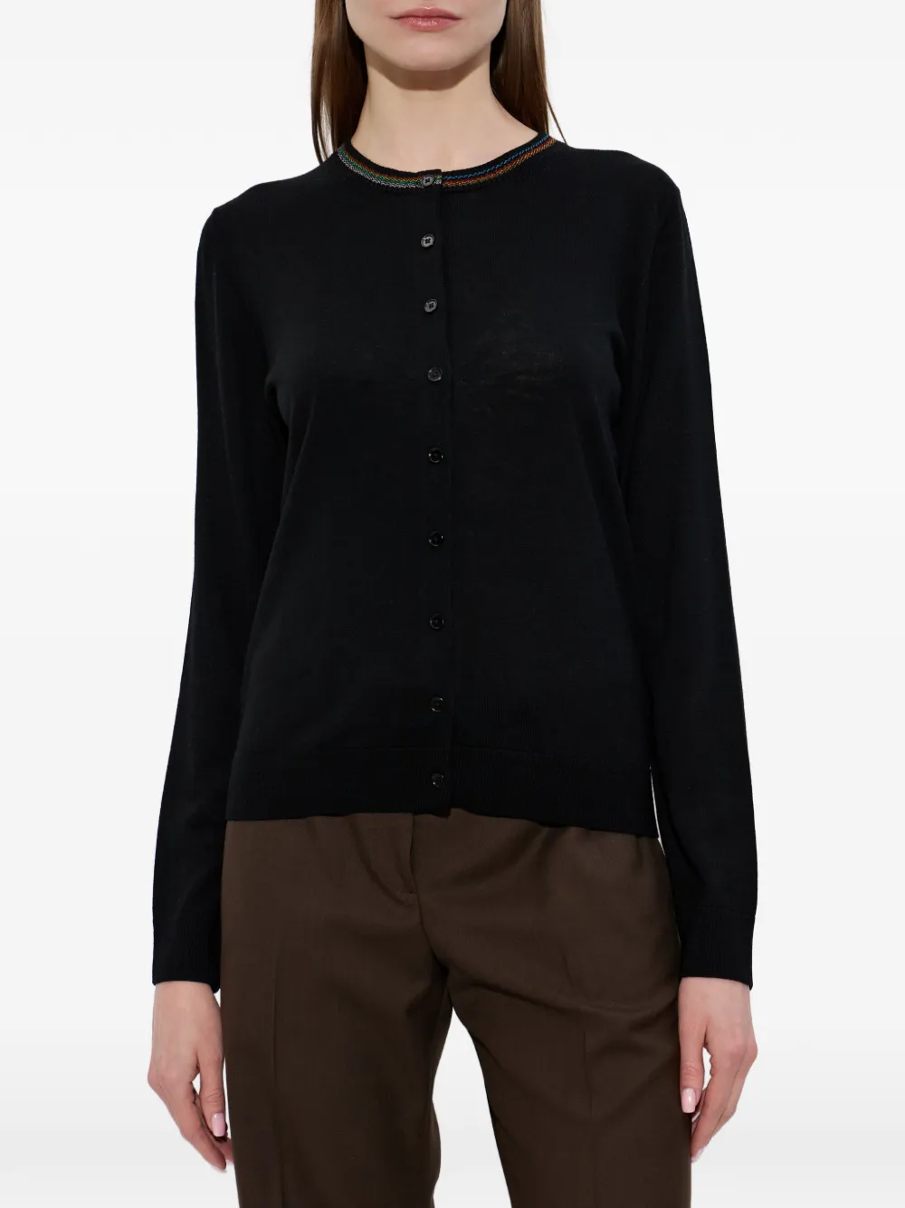  Paul Smith Button Multicoloured Trim Cardigan - Black 