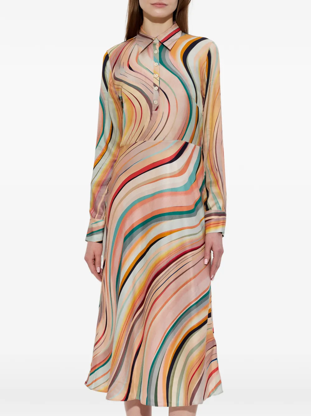  Ps Paul Smith Long-sleeve Midi Dress - Neutrals 