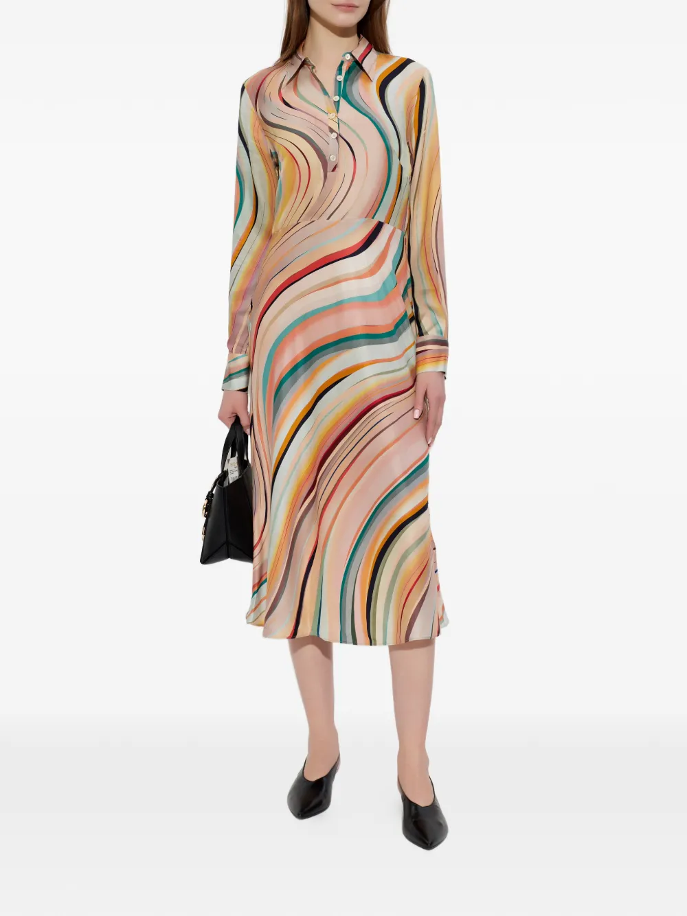  Ps Paul Smith Long-sleeve Midi Dress - Neutrals 